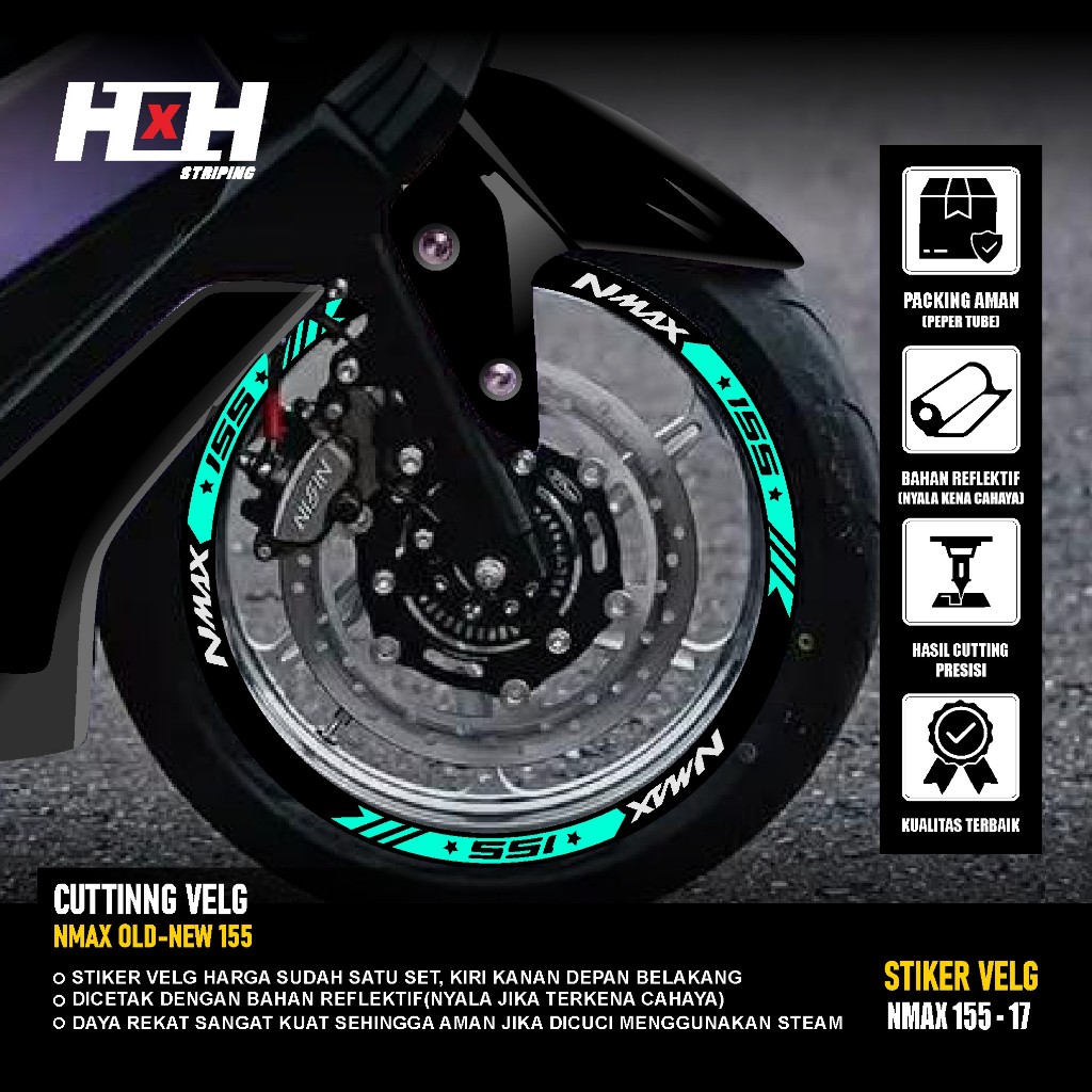 (COD) Cutting Sticker Velg yamaha Nmax 155 turbo connected Stiker Lis Variasi Ban velk nyala 17