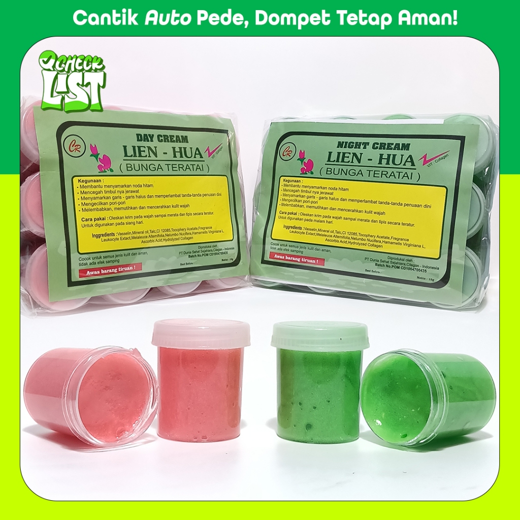 PROMO + LH Lien Hua Bunga Teratai Krim Pemutih Wajah (Siang & Malam)