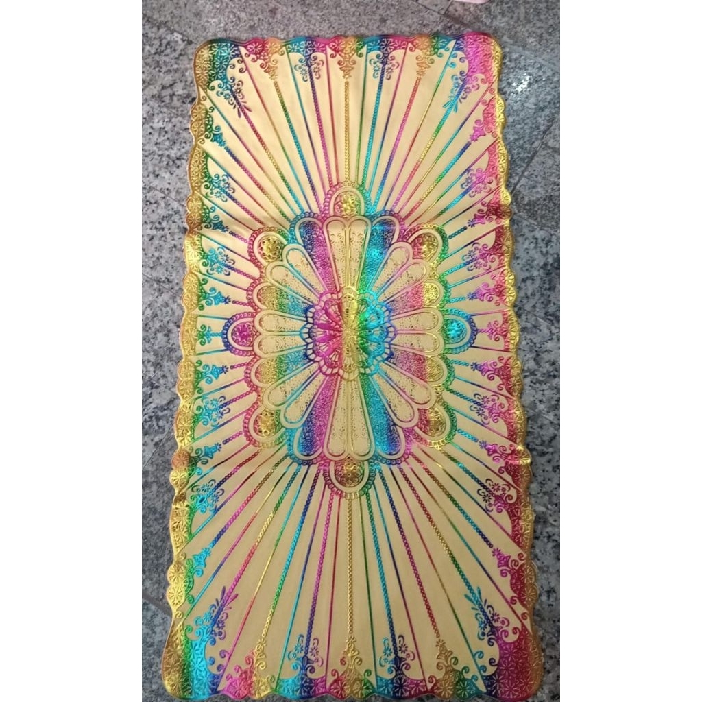 taplak meja tamu plastik perlak pelangi