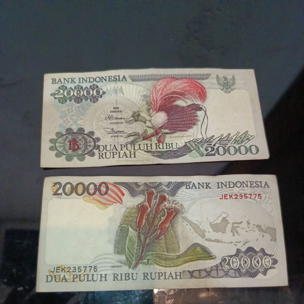 uang kertas kuno 20rb cendrawasih kondisi bekas edar layak koleksi