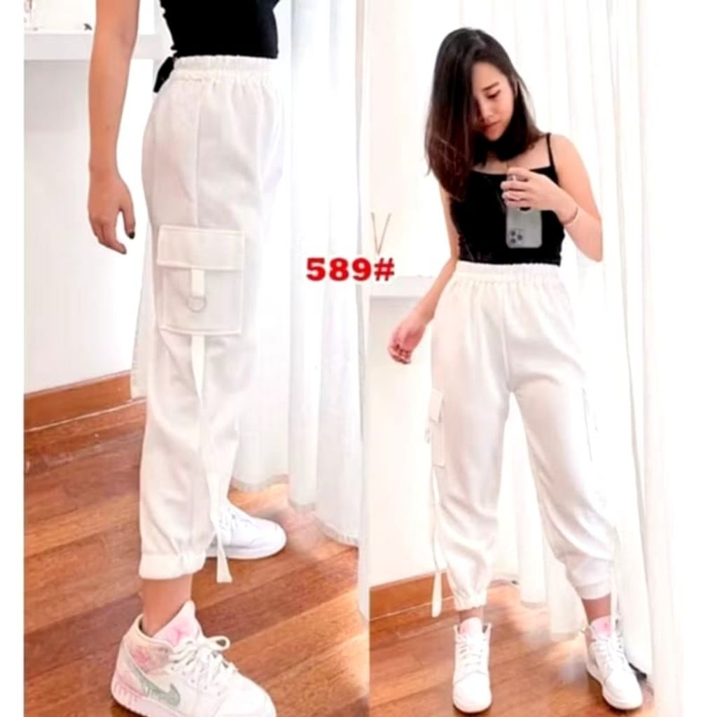 Sweetpants Jogger Pants Joggerpants Wanita // Celana Putih Wanita Kain Scuba // Celana Putih Wanita 