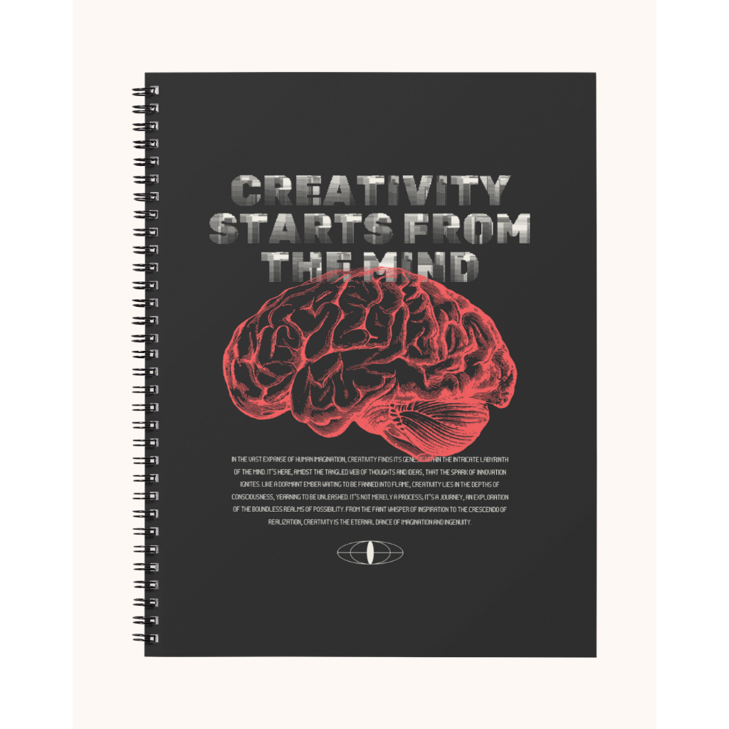 

Notebook Reflektif A5 Spiral – 50 Halaman Hitam Putih | HVS 80gsm & 100gsm – Creativity Starts from the Mind
