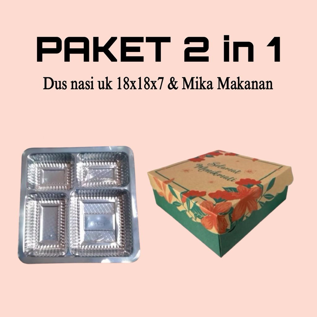

DUS NASI DAN MIKA SEKAT 4 || KARDUS NASI UK 18x18x7 || MIKA MAKANAN ||