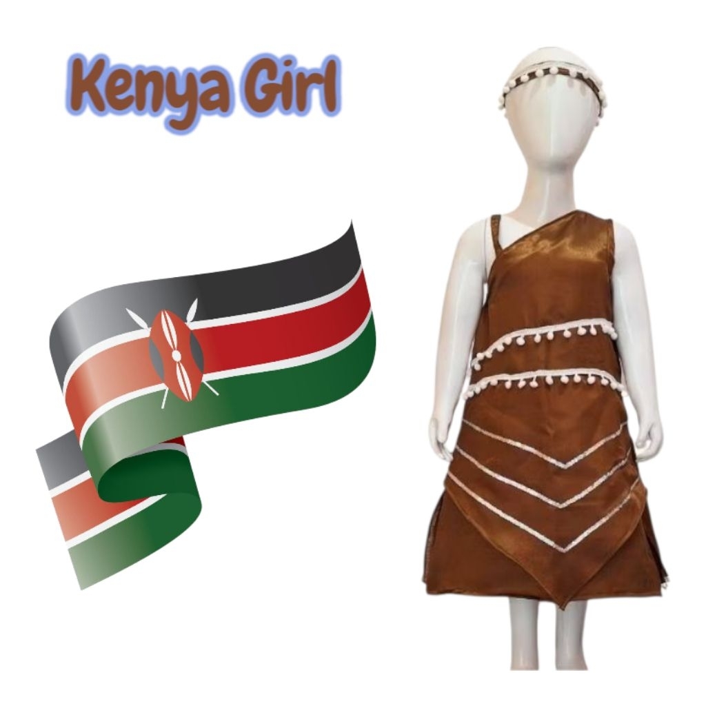 Kenya Girl Dan Dewasa/Baju Negara Afrika/Kostum Benua Afrika Timur/Traditional Coatume Of East Afric