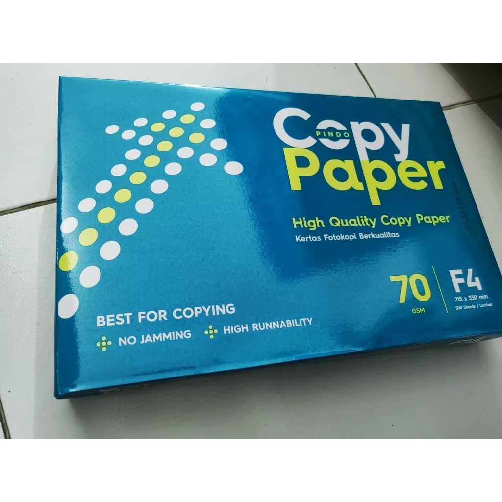 

KERTAS HVS /Kertas lembar PUTIH POLOS fotocopy print murah f4 1 karton isi 5rim uk 70gsm 215x330