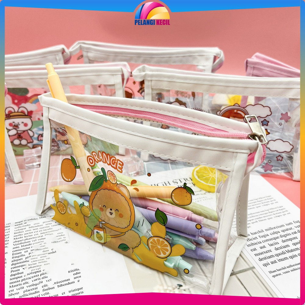 

EC Pouch Tempat Pensil Transparan Motif Kartun Multifungsi / Tas Pencil Case Anak Ala Korea Travel Serbaguna Pelangi Kecil A60