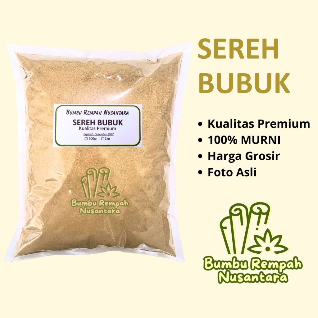 

Sereh bubuk 500g 1kg - Rempah Asli Murni | BUMBU REMPAH NUSANTARA | Bumbu Dapur Nusantara Grosir Murah
