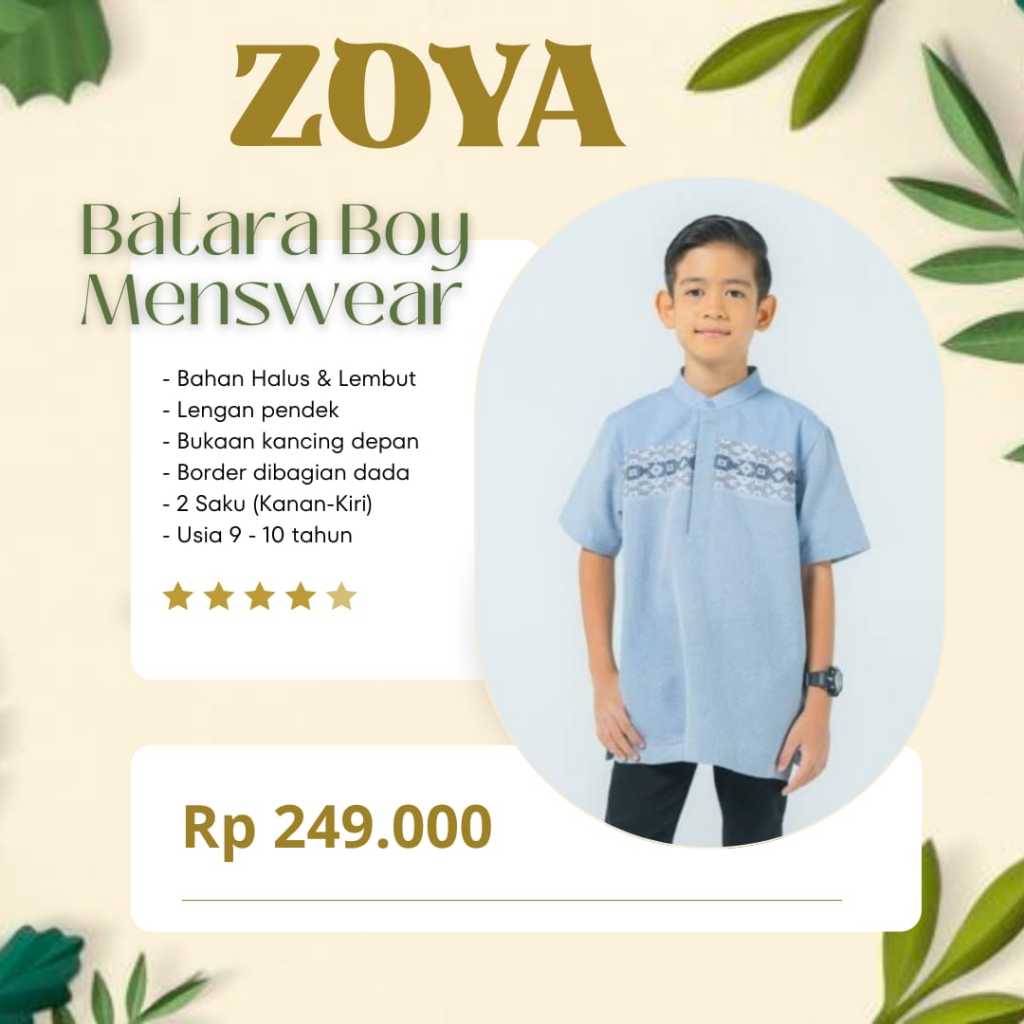 Zoya Batara Boy Menswear - Baju Koko Anak Lengan Pendek - Bahan Cotton