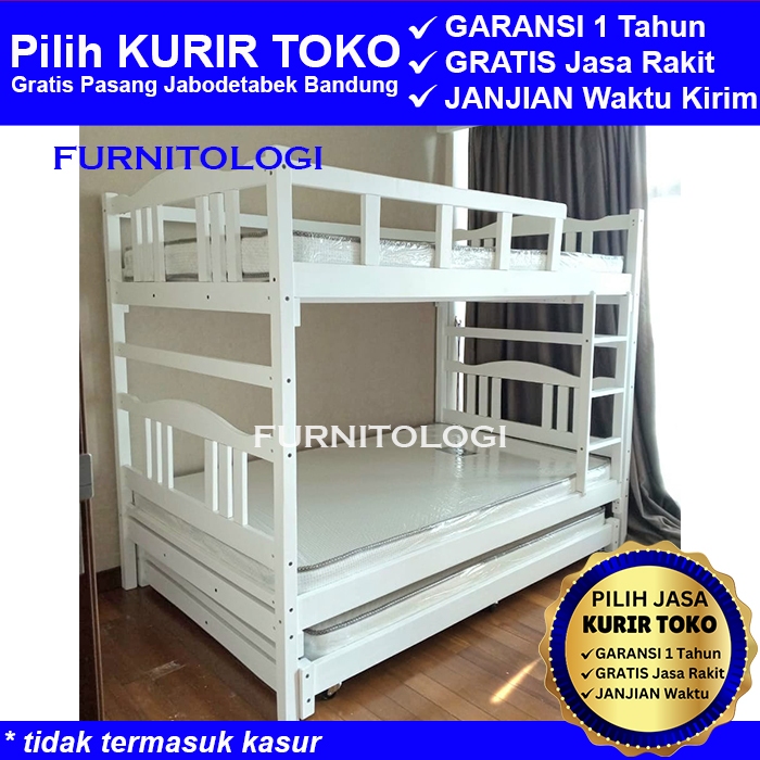 Ranjang Susun 3 Tingkat  uk 120x200 Dipan Tingkat Kayu Tempat Tidur Tingkat Sorong Bunk Bed