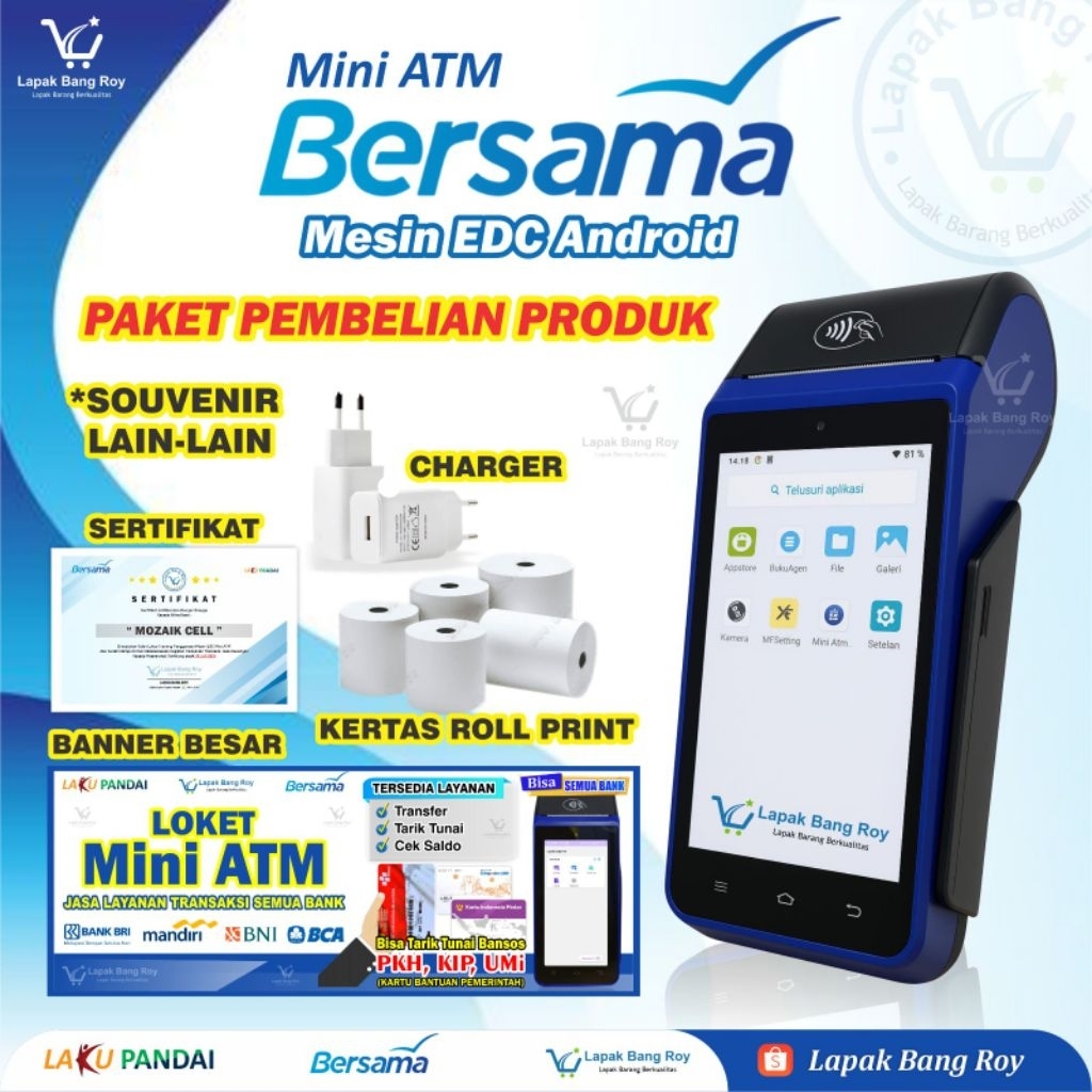 MESIN EDC ANDROID MINI ATM BERSAMA || Siap Untuk Usaha, Support Banyak Bank