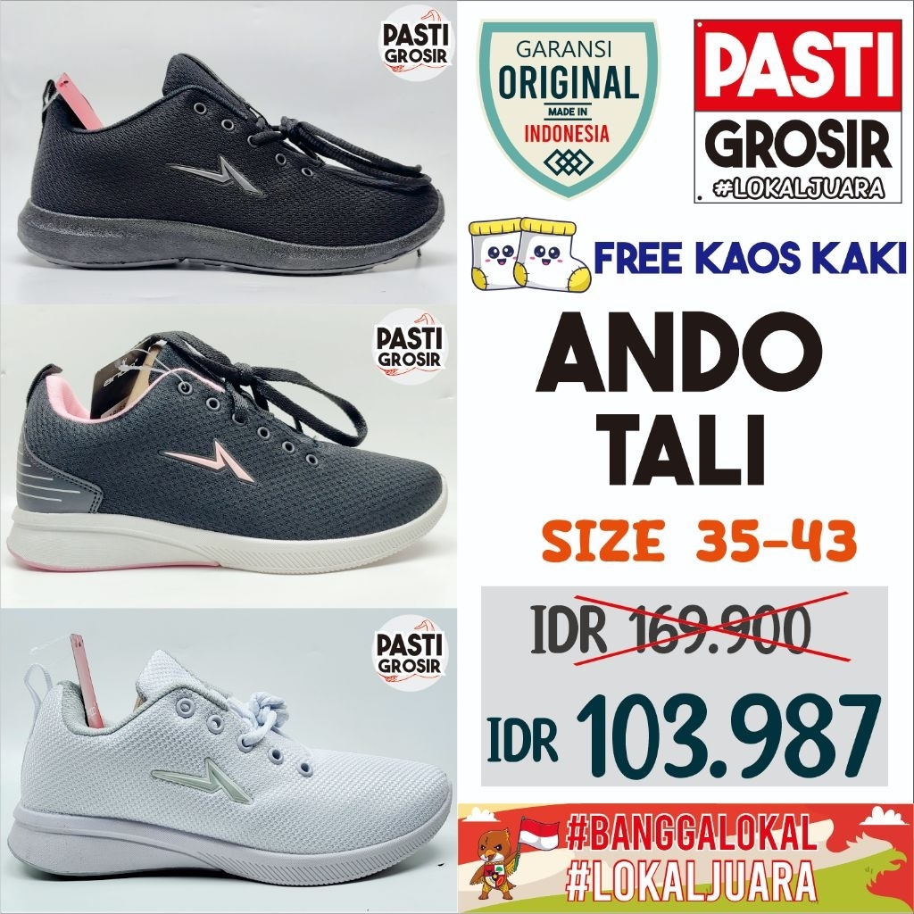 Sepatu Ando Tali Ukuran 35-43 Hitam Hitam Putih Sepatu Ando Tali Sepatu Ando Sekolah Sepatu Sekolah 