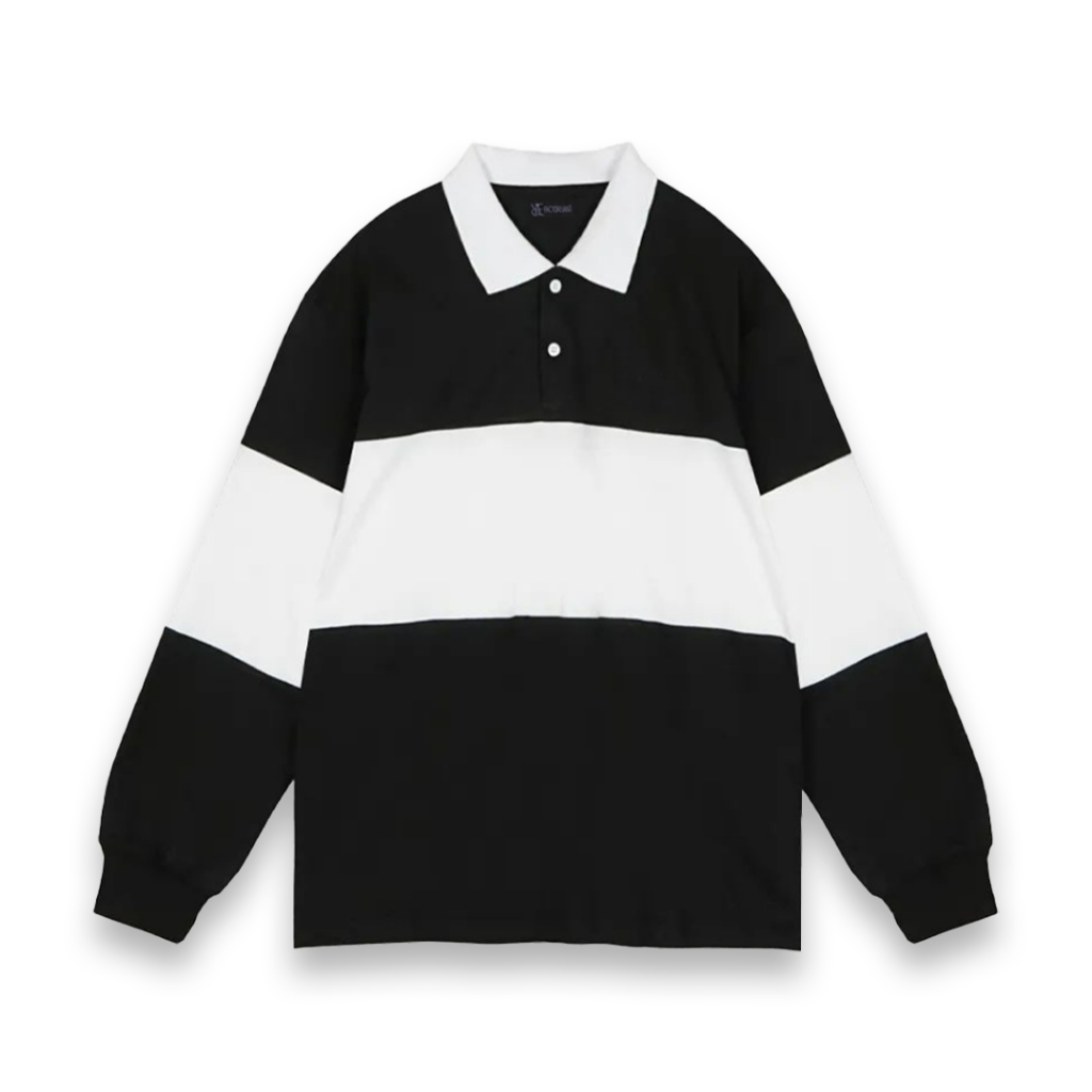 REEVANT Sweater Rugby Shirt Twotone Fleece Big Size Jumbo M L XL 2XL 3XL 4XL 5XL