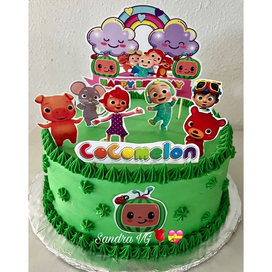 CAKE TOPPER COCOMELON BEBAS CUSTOM NAMA / Topper Karakter Kue Ulang Tahun Termurah / Topper Happy Bi