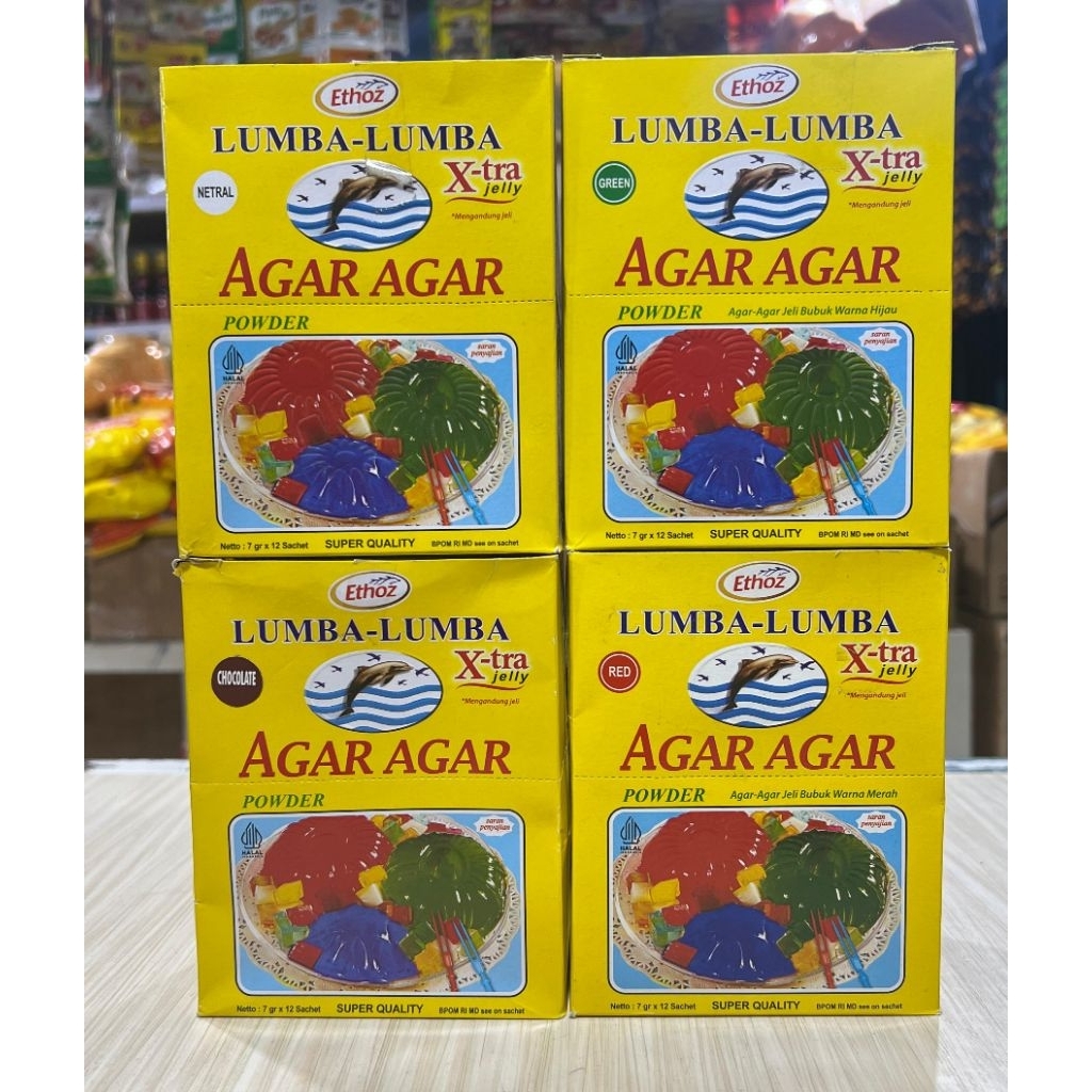 

Agar Agar Lumba Lumba Xtra Jelly 84 gram (12 pcs x 7 gram)
