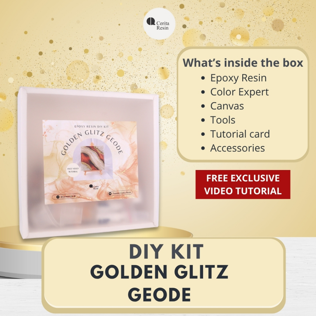 CERITA RESIN - Epoxy Resin DIY KIT Golden Glitz Geode Art Resin Art