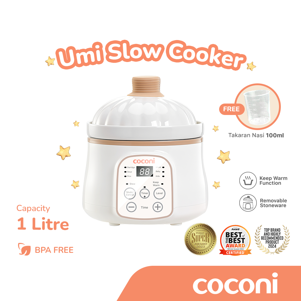COCONI Umi Slow Cooker 1L | Slow Cooker Alat Masak Makanan Bayi Digital Alat Masak MPASI Makanan Bay