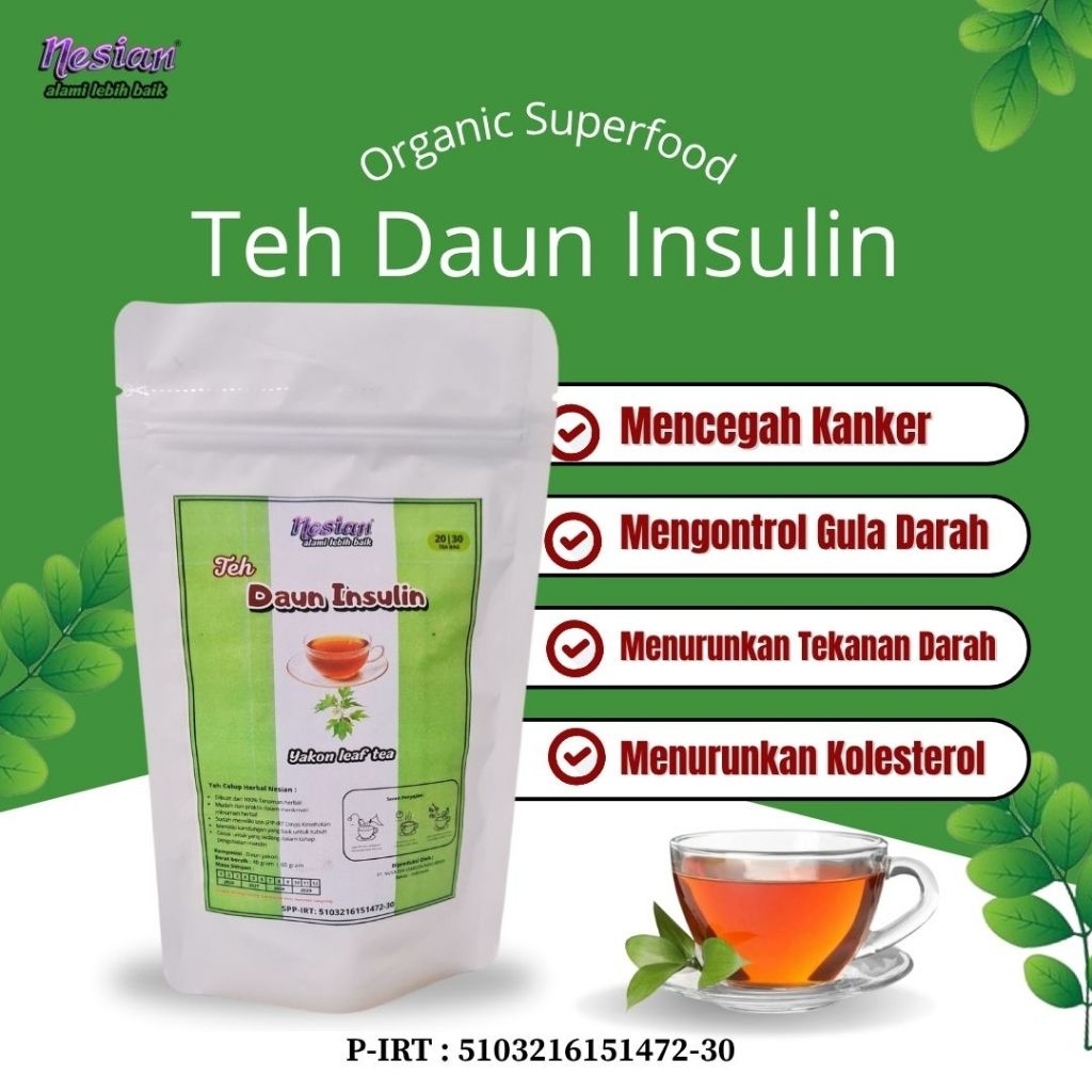 

NESIAN TEH DAUN INSULIN | DAUN YAKON | TEH HERBAL | SMALLANTHUS SONCHIFOLIUS TEA | 20 TEA BAG (KANTONG TEH)