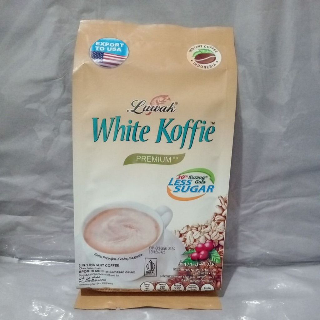 

Luwak White Coffee Premium Less Sugar Isi 9