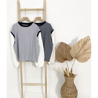 Lineare Atasan Wanita Lengan Putih Panjang Baju Atasan Kekinian