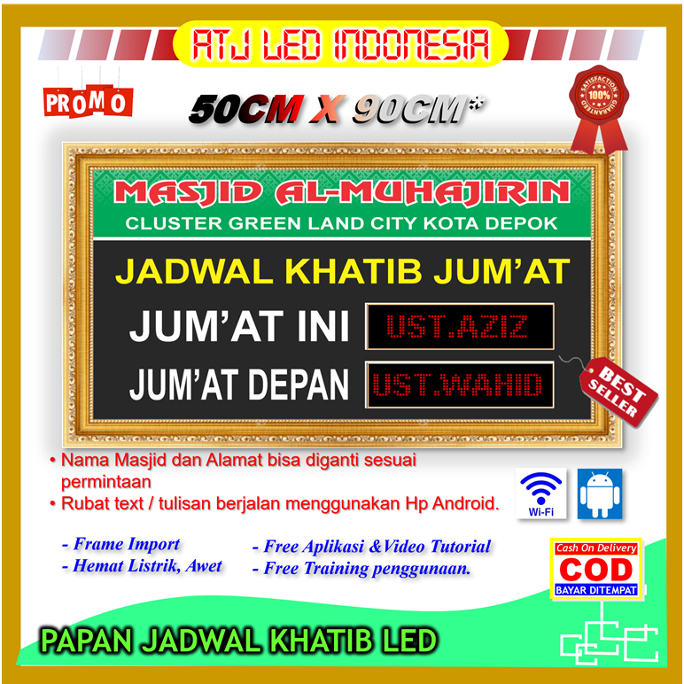 

Jadwal Khatib jumat led digital papan informasi petugas masjid adzan khutbah musholla