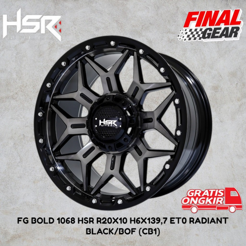 FG BOLD 1068 HSR R20X10 H6X139,7 ET0 RADIANT BLACK/BOF (CB1)/velg hsr wheel original/velg racing