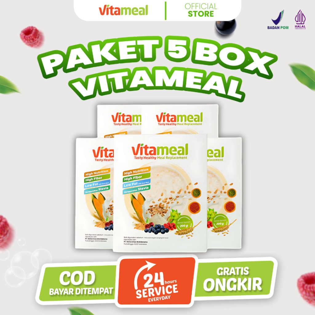 

[ HEMAT ] Vitameal 5 Box Atasi Diabetes Hipertensi Gerd Asam Lambung Solusi Diet Sehat VITAMINILK DIET