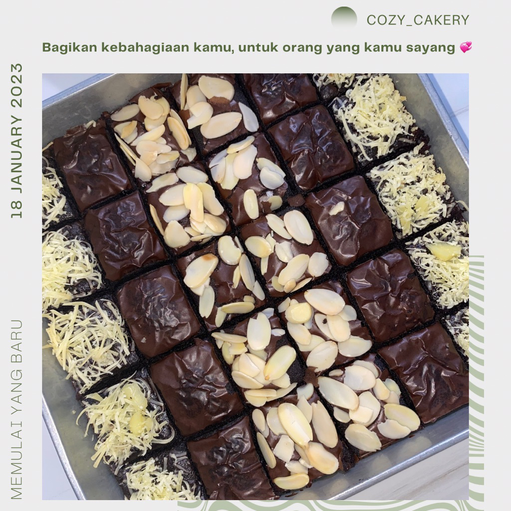 

Brownies Premium cokelat 30 sekat topping almond keju original kue ulang tahun cake Jakarta Tangerang Ready
