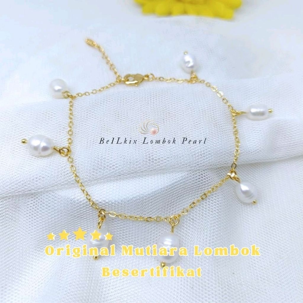 Gelang Kaki Mutiara Air Tawar Lombok Asli Original
