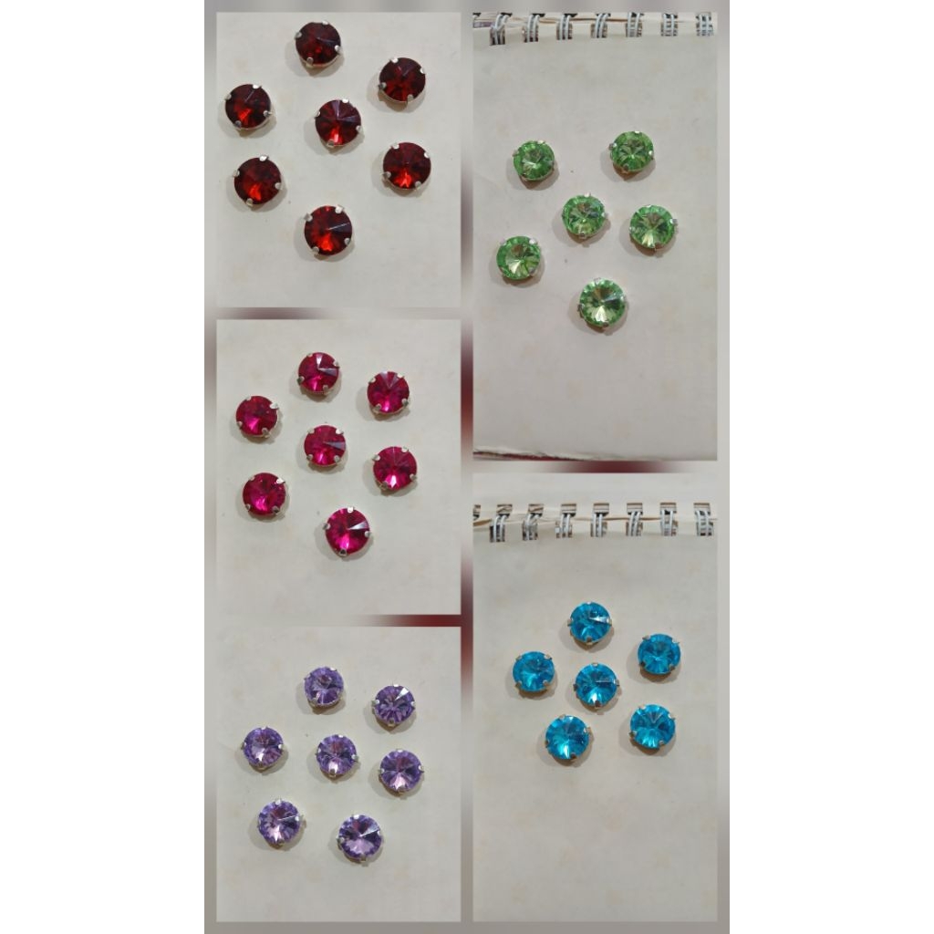 PAYET KRISTAL JAHIT BULAT CANGKANG ( 6 BUAH) uk 14mm untuk kerajinan baju