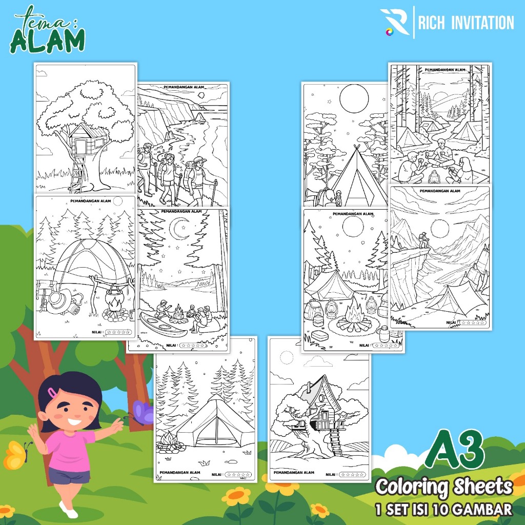 

(A3) KERTAS MEWARNAI ANAK - COLORING SHEETS SERIES 2 - LEMBAR MEWARNAI ANAK PAUD/TK/SD