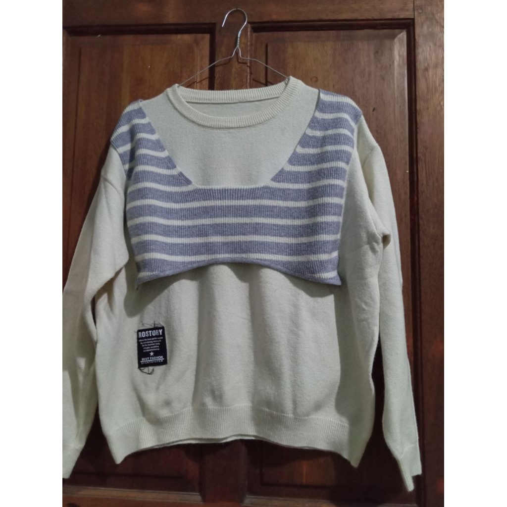 sweater vest rajut putih