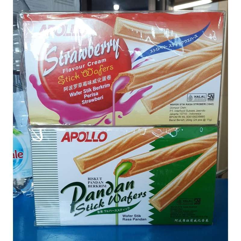

Cemilan Apollo stick wafer isi / apollo wafer isi rasa - Strawberry - Pandan - Coklat