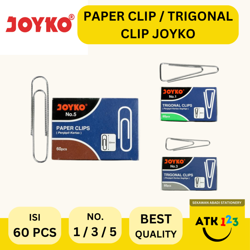 

JOYKO Paper Clip / Trigonal Clip Penjepit Kertas Merk Joyko No. 1 / No. 3 / No. 5