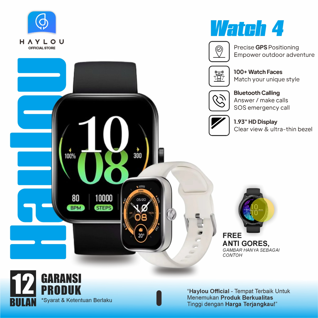 HAYLOU Watch 4 Smartwatch Multifungsi dengan GPS dan Bluetooth Calling