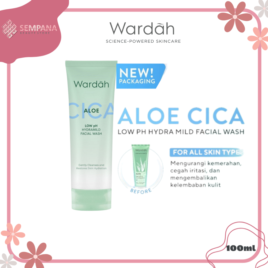 SEMPANA - Wardah Cica + Aloe Low pH Hydramild Facial Wash Nature Daily 100ml - Sabun Cuci Muka Membe