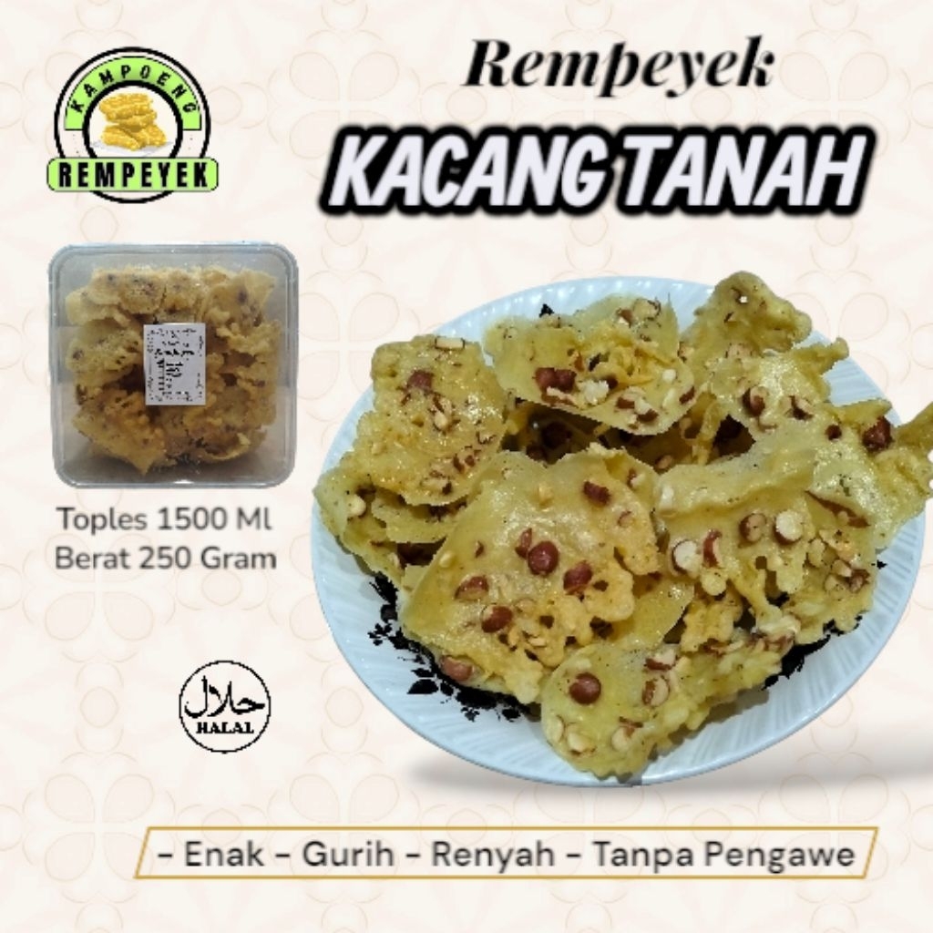 

Rempeyek kacang tanah Renyah gurih tanpa pengawet enak lezat - peyek kacang tanah 250 gram