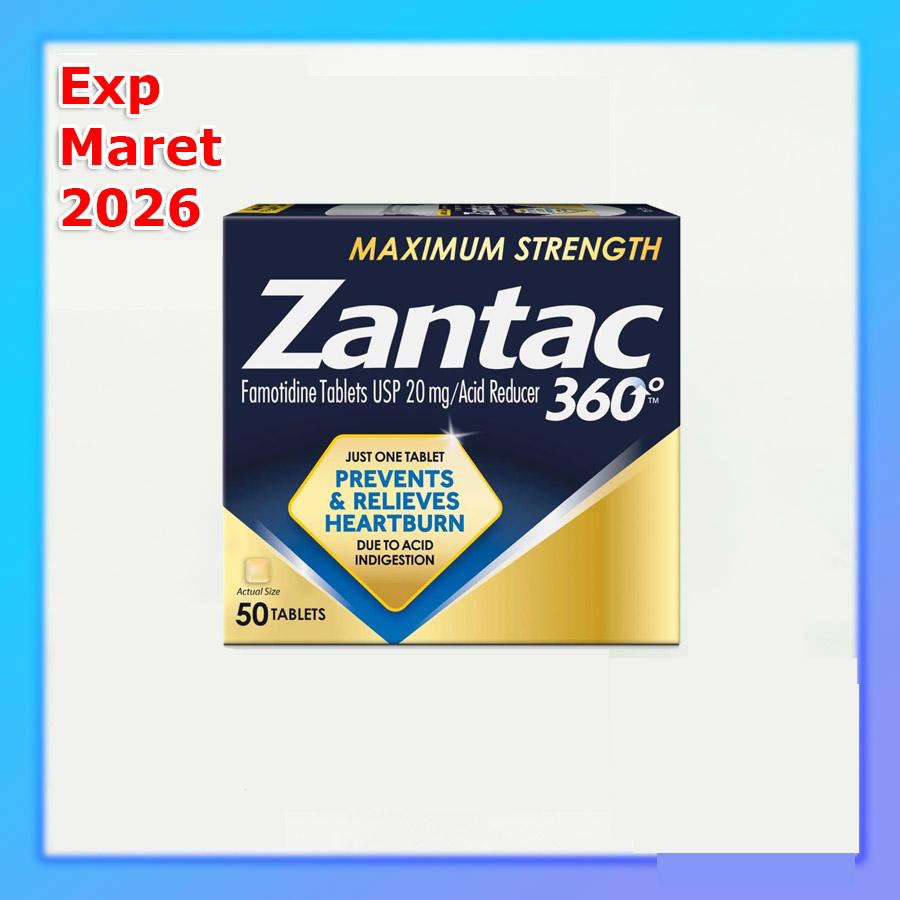 Zantac Famotidine 20 mg 50 tab Acid Reducer Acid Controller Prevents & Relieves Heartburn Lasts Up T