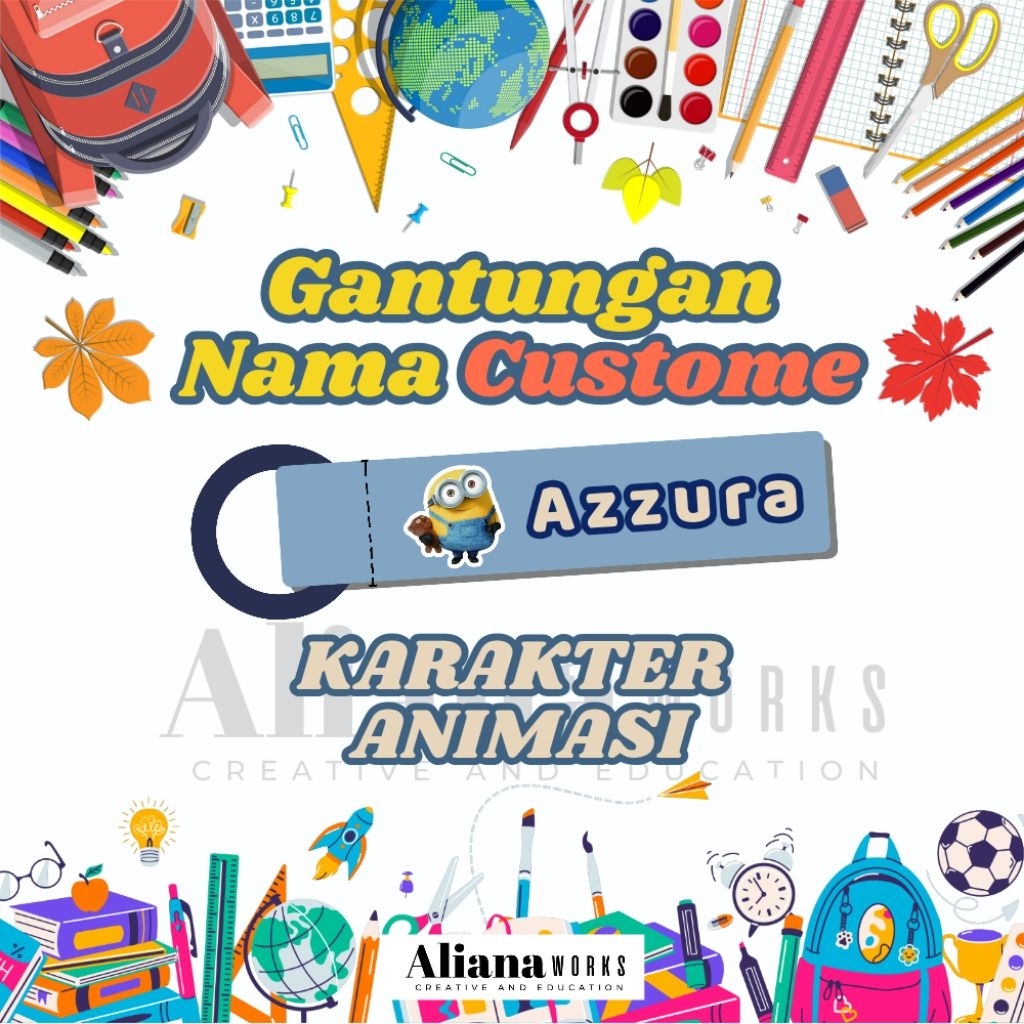 

TERMURAH | Gantungan Tas, Botol Minum, Kotak Bekal, dengan Custom Nama Anak (KARAKTER ANIMASI/ KARTUN)