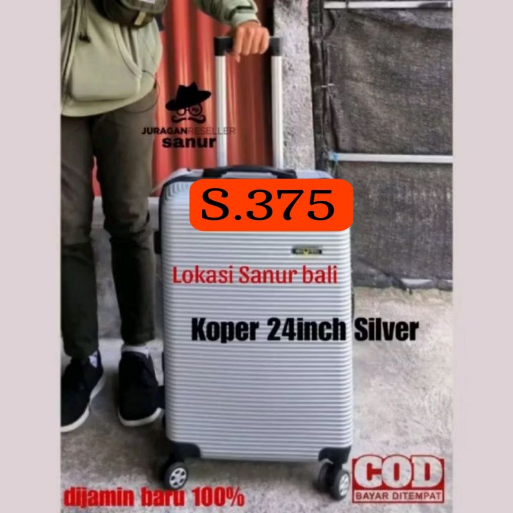 Koper fiber bagasi polo vienna 24inch Silver for travelling liburan