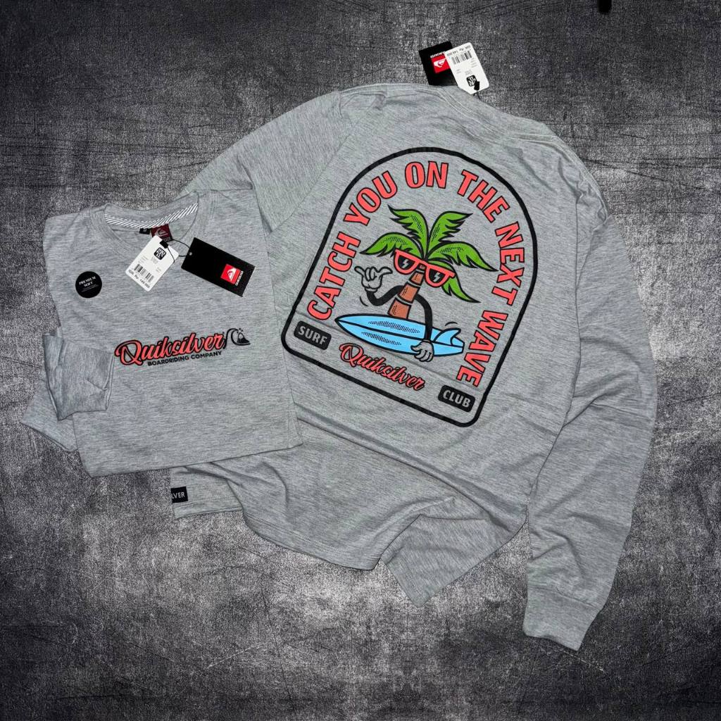 Quiksilver kaos lengan panjang abu LONG SLEEVE GREY quiksilver cotton combed 30s kaos surfing