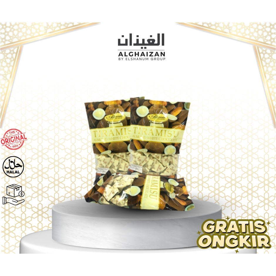 Coklat Alessio Tiramisu isi Almond 200gr | Coklat Almond Tiramisu | Coklat Arab | Oleh Oleh Haji