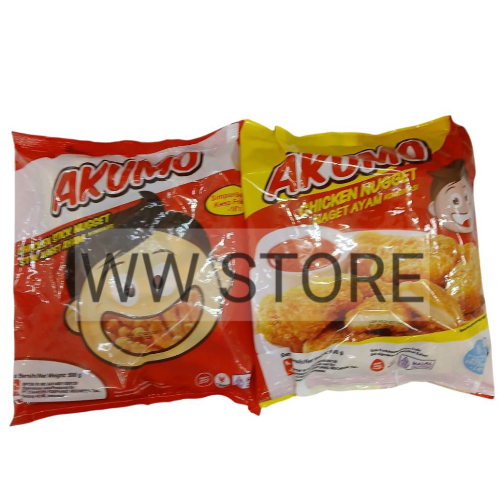 

Naget ayam kombinasi bentuk persegi / stik SIAP MASAK halal MUI AKUMO Chicken Nugget Stick 500g