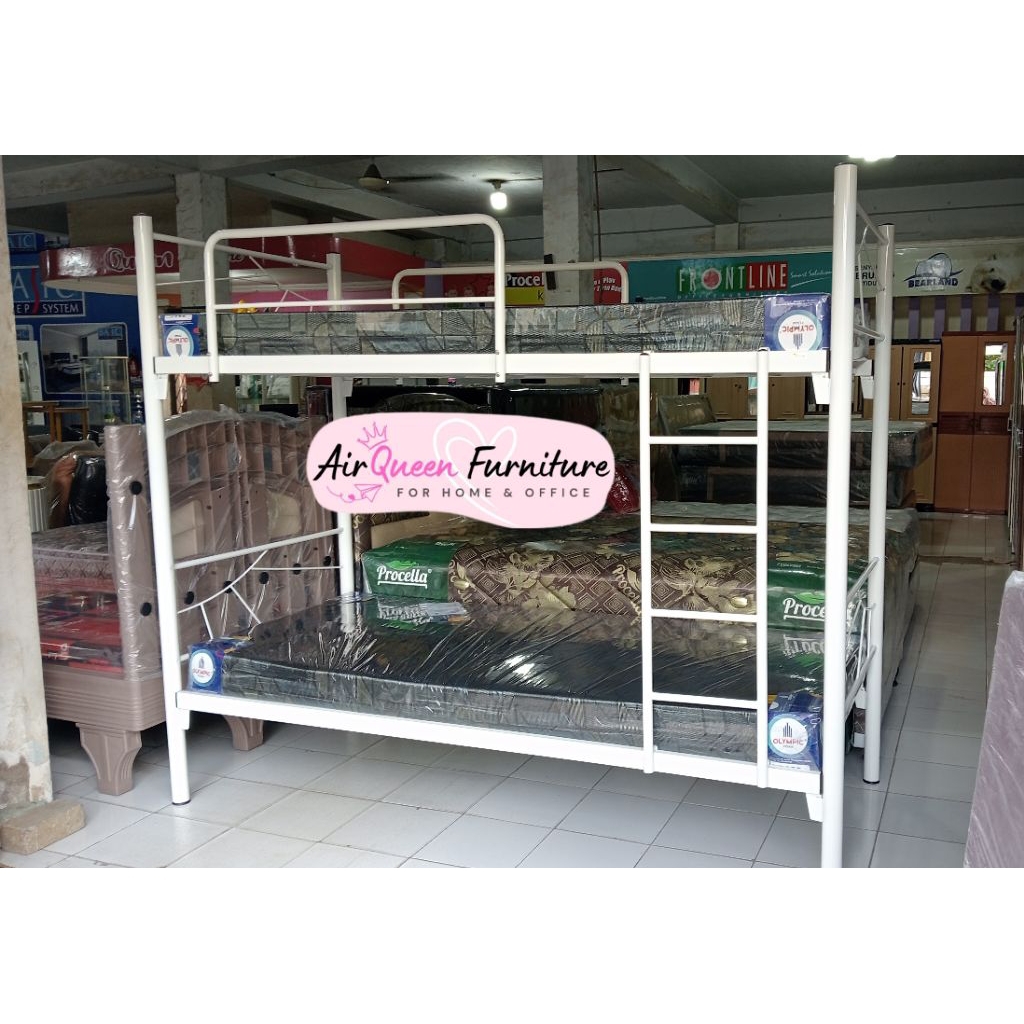 RANJANG TINGKAT BESI SINGLE ANDEZ + BUSA | DIPAN TINGKAT | RANJANG ASRAMA | RANJANG KOS-KOSAN | DIPA