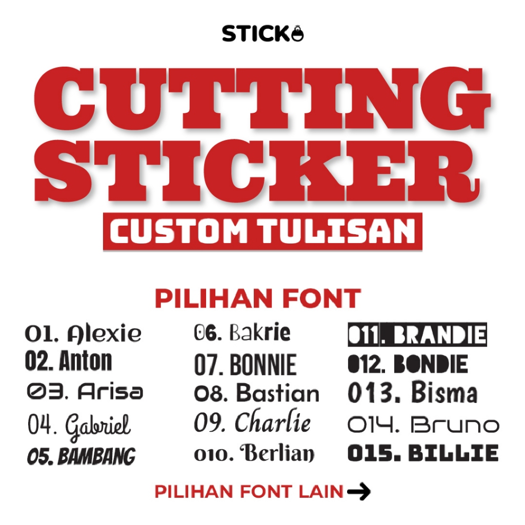 

[SATUAN] Cutting Sticker Nama Tulisan Custom Logo Stiker Motor Helm Mobil Sepeda Oracal Waterproof