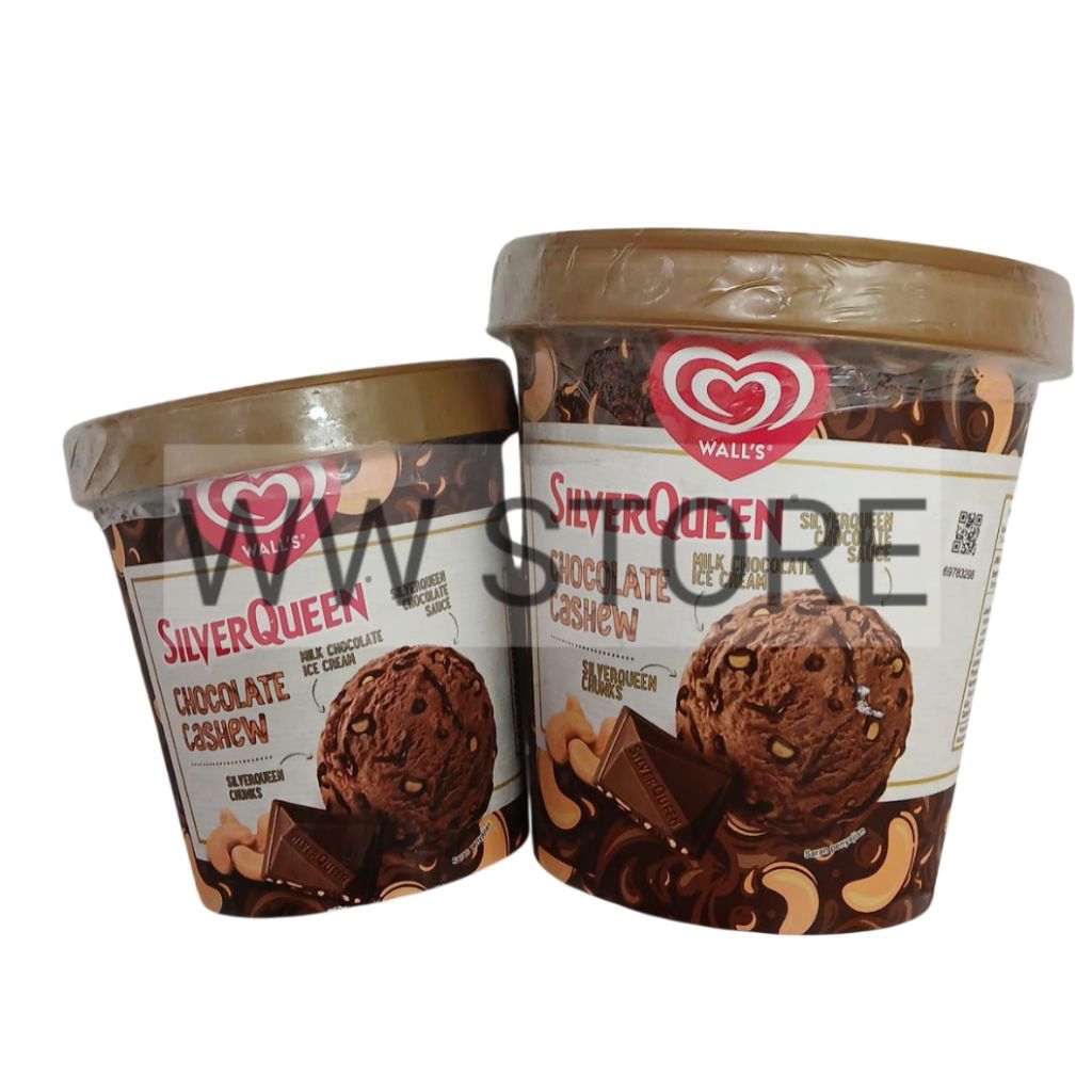 

Es krim dengan saus coklat dan kacang mede berlapis cokelat halal MUI WALL'S WALLS WALL SILVERQUEEN SILVER QUEEN Chocolate Cashew Milk Ice Cream 410ml 750ml