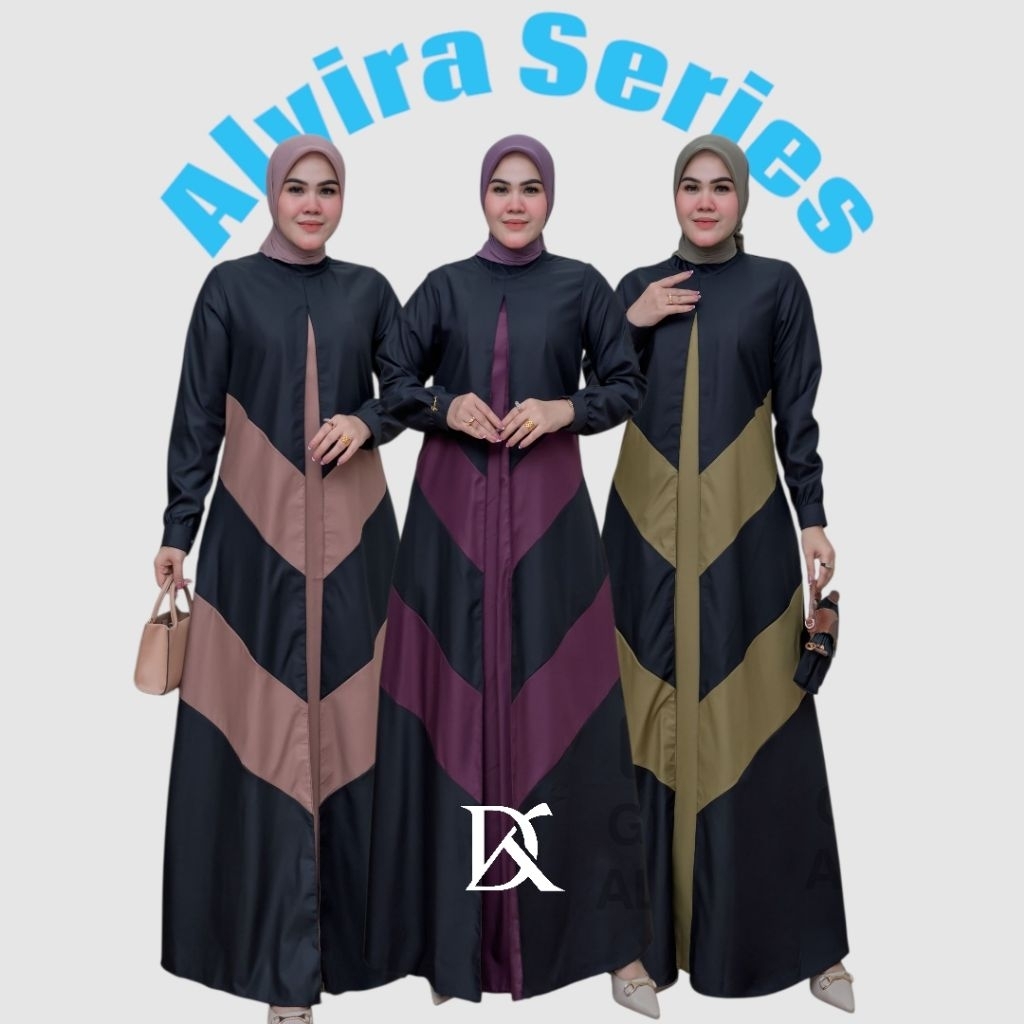 dungkan.id - ALVIRA SERIES GAMIS POLOS KOMBINASI BAHAN KATUN TOYOBO FODU MODEL KEKINIAN TERBARU