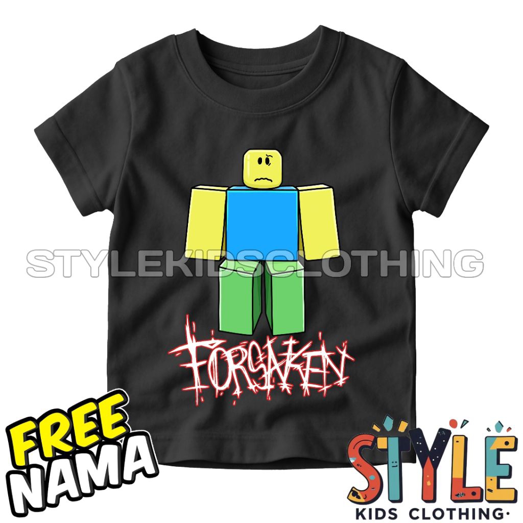 Kaos Anak Baju Anak NOOB Forsaken Free Nama T-shirt Baju Anak Roblox Forsaken
