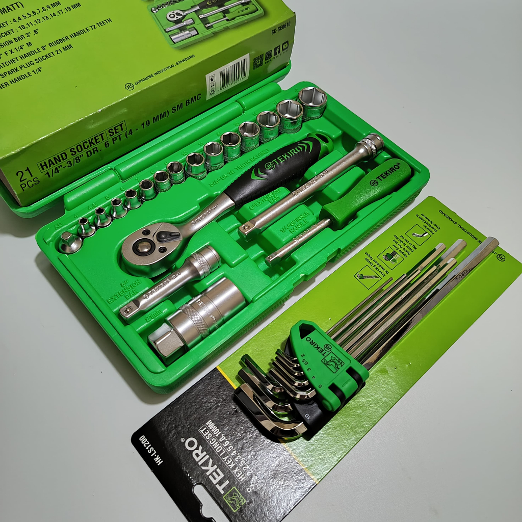 Paket Kunci Shock Set Tekiro Ori 21 Pcs Lengkap & kunci l set lengkap tekiro 8 pcs Panjang / kunci l
