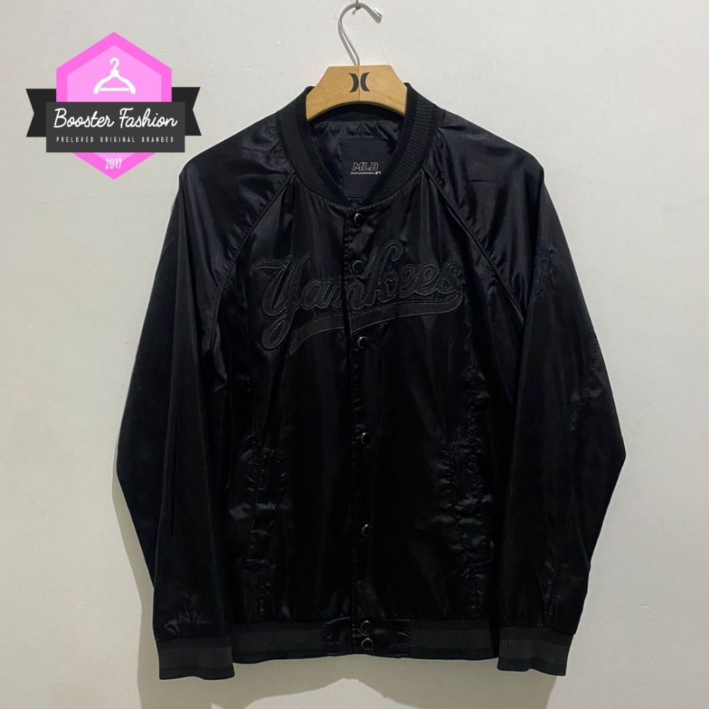 Jaket Varsity MLB Yankees Black ON Black Ori Y01