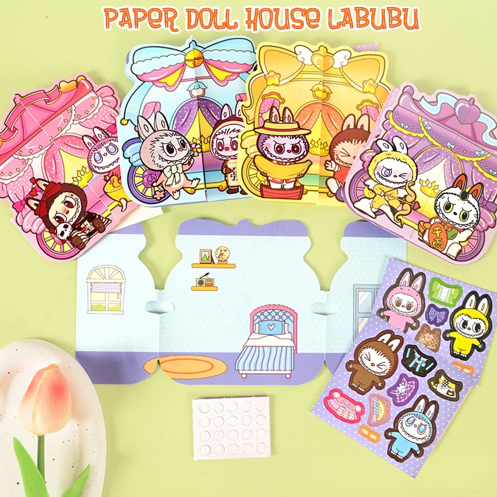 ED110 DIY  MAINAN BONGKAR PASANG BAJU BONEKA KERTAS LABUBU / PAPER DOLL HOUSE LABUBU / BONGKAR PASAN